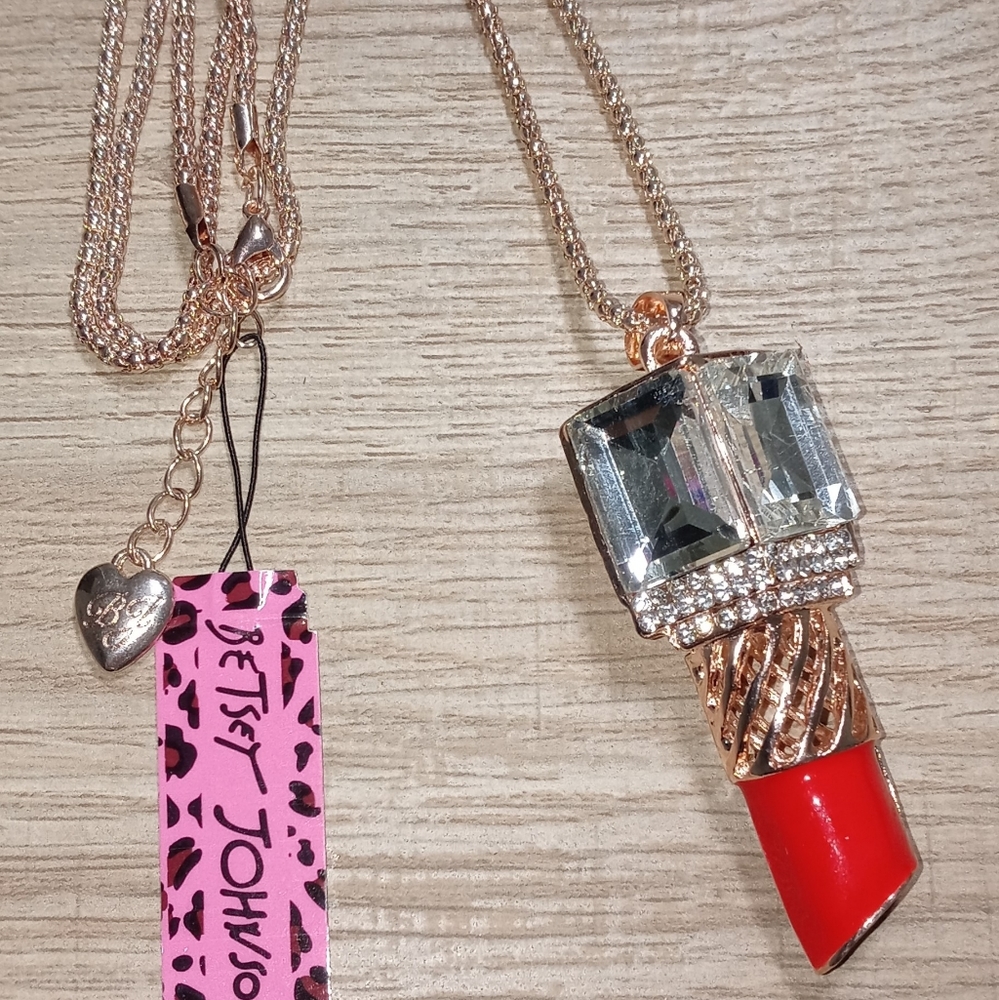 Lipstick Pendant/Necklace NWT By Betsey Johnson